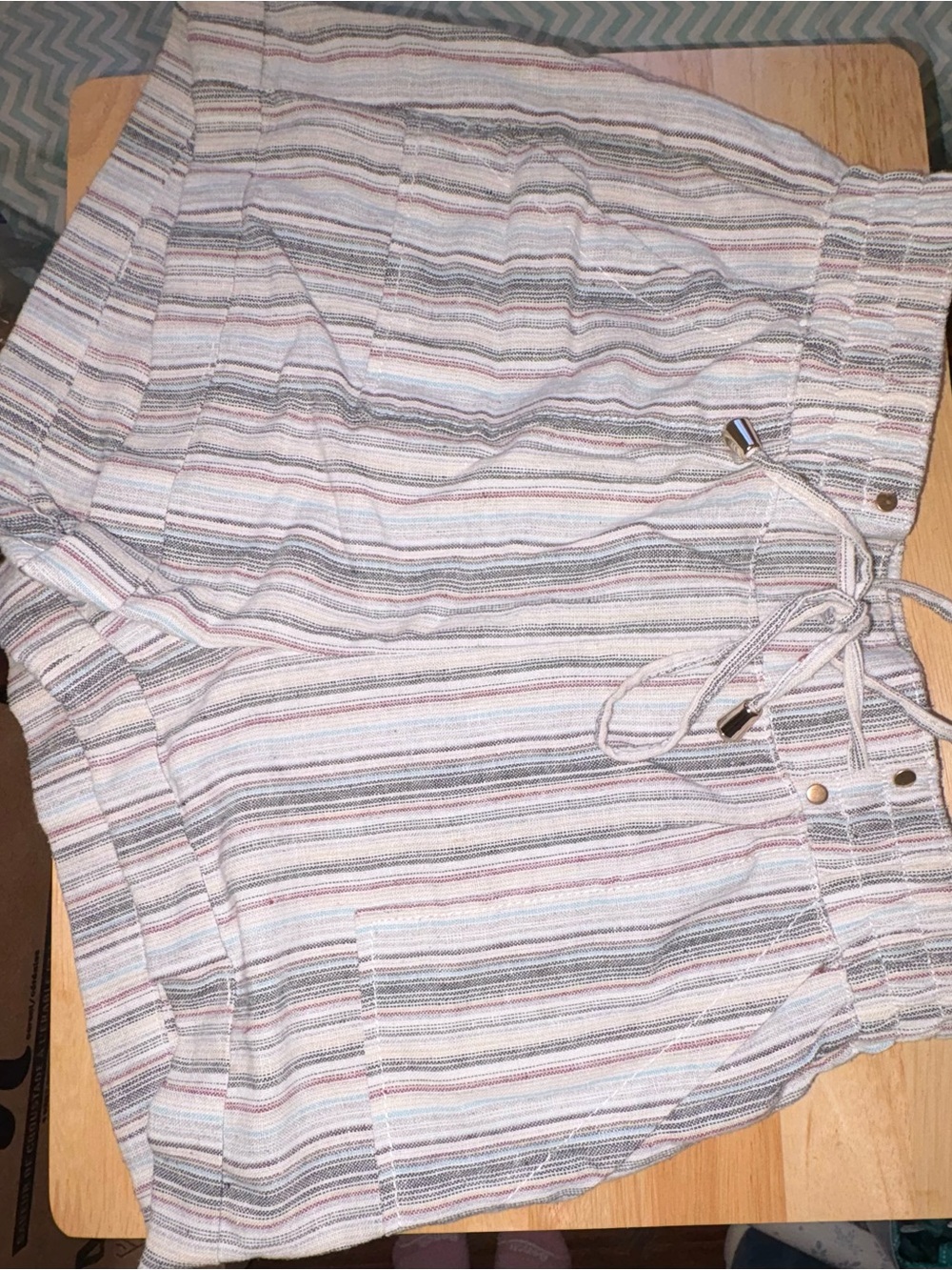 Ci Sono Pastel Striped Drawstring Shorts
